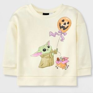 Star Wars Mandalorian Baby Yoda 2T Halloween Long Sleeve Yellow Sweatshirt